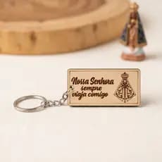 Chaveiro Religioso MDF Nossa Senhora e Jesus Lembrancinha Batizado Crisma Igreja Evento