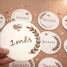 Kit 12 Plaquinhas Mesversário Bebê Decoração MDF branco 3mm