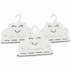 Cabides Porta Laço Nuvem Infantil em MDF Branco 3mm Kit com 3 ou 5 Unidades