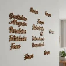 Combo 10 Palavras Em MDF Motivacionais Decoração Parede Nome Frase MDF Cru Branco Preto 40cm
