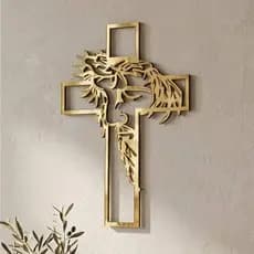 ​Cruz Crucifixo Jesus Decorativo Parede Acrílico Espelhado Luxo Decoração Sala Quarto