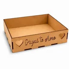Caixa Presente Organizadora MDF Dia Dos Pais Papai Te Amo Vazado 20x20x3cm Artesanato