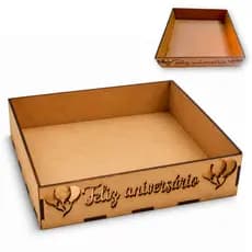 Caixa Organizadora Mdf Cru 20x20cm Lembrancinha Feliz Aniversário Presente Ideal para Bombom