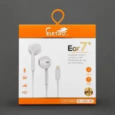 Fone de Ouvido Ear 7+ Lightning EL-1411-5G com Microfone para iPhone Som HD