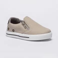 Sapatênis Infantil Masculino Bege com Zíper Slip Iate Confortável Casual Escolar Bege 22337 Pequito