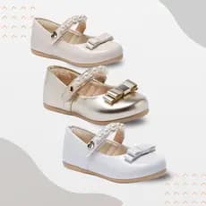 Sapatilha Infantil Bebê Menina Batizado Feminino Laço Pérola Festa 99207 Pequito