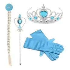 Kit Frozen Elsa Com Varinha, Coroa, Luva e Trança