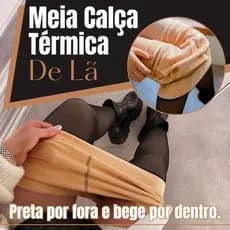 Meia-Calça Térmica Translúcida, Forrada Pelúcia, de Lã Grossa, Super Elástica e com Pé. P/M/G/GG/GGG