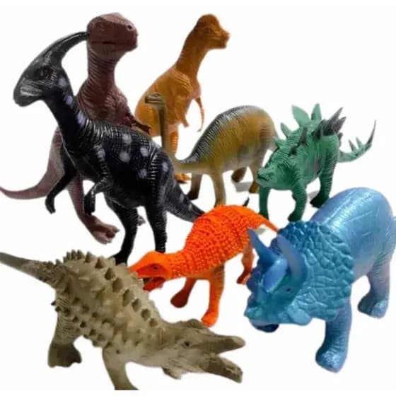 Kit com 8 Dinossauro de Brinquedo em Borracha | Vários Animais | Crianças Amam!