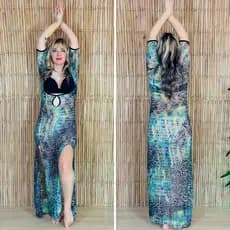 Dança do Ventre Vestido Galabia Baladi Said Veludo - Envio Imediato - VGPE-17