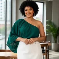 Blusa Feminina Plus Size Manga Morcego mula manca um ombro só Bata Manga Flare do P ao G2