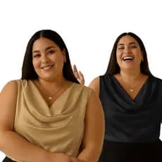 kit 2 Blusas  Feminina Regata Gola Boba plus size  Duna Premium Regata Drapeada Blusinha Regata