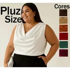 Blusa Feminina Regata Gola Boba Premium Delicada Drapeada Blusinha Bonita P ao G3 plus size