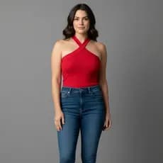 Blusa Feminina Plus Size Trançada no Pescoço Com Elasticidade malha Ribana P/M, G/GG, G1/G2