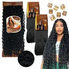 KIT 3 CABELO GYPSY BRAID CABELO ORGÂNICO CACHEADO + 2 JUMBO 400G P/ TRANÇAS COM CACHOS