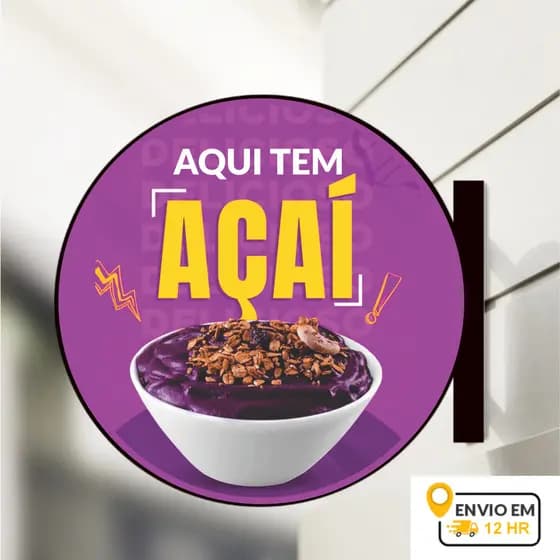 Placa Dupla Face Uso Externo -  AÇAI - AÇAITERIA