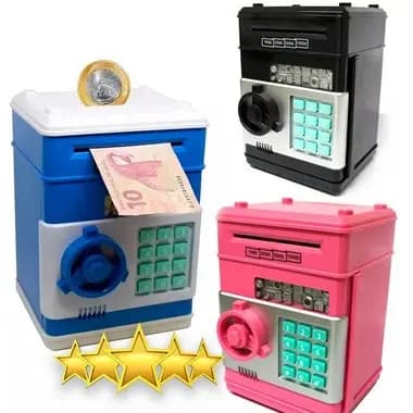 Mini Cofre Eletrônico Digital Puxa Notas Automático Senha 4 Dígitos Dinheiro e Moedas Lorben