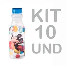 Kit 10 Garrafinha de Água Infantil 500 ML Mickey azul Escolar Plasútil