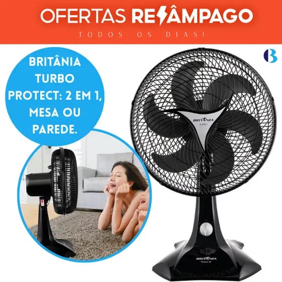 Ventilador 30cm Britânia 2 em 1 Turbo Protect 30 Six - 127v