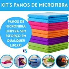Kit 10 Panos Flanela De Microfibra 30x30cm - Limpa Carro, Vidro, Móveis, Pia, Limpeza Em Todo lugar!