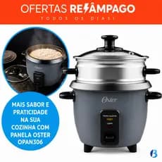 Panela Elétrica De Arroz E Legumes A Vapor OPAN306 Com Tampa De Vidro E Função Aquecer Oster - 127v