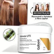 Máscara Profissional de Reconstrução Intensa - Cabelos Fortes e Saudáveis Ultimate UTI 250g Gaboni