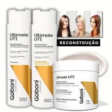 Kit Reconstrução Capilar Imediata Shampoo + Condicionador Leave-in (2 em 1) + Máscara 450g Gaboni