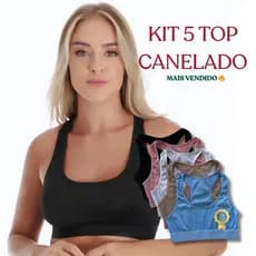 Kit 5 Top Yoga Fitness Nadador Canelado Roupa Íntima Esportiva Cropped Confortável Atacado Colorido
