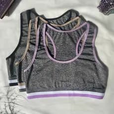Kit 3 Top Nadador Suplex Mescla Treino Academia Yoga Fitness Feminino Cropped Musculação Pilates