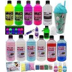 Super Kit Fazer Slime Neon E Clear Completo - Oferta