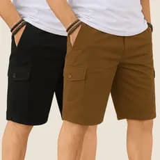 Kit 2 Bermudas Cargo Masculina Sarja  Bolso Lateral Liso  Frete Grátis
