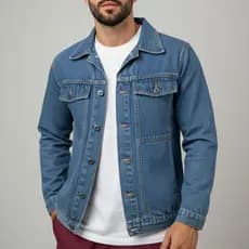 Jaqueta Jeans Masculina Manga Longa de Botões
