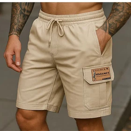 Bermuda Cargo Masculina Oversized Short Sarja Bolso Funcional
