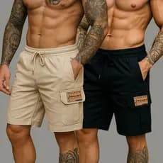 Kit 2 Bermudas Cargo Masculina Oversized Short Sarja