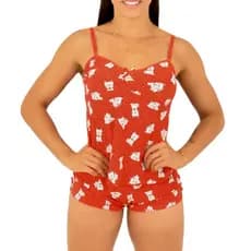 Baby Doll Estampado Pijama Feminino Verão Short Doll em Liganete
