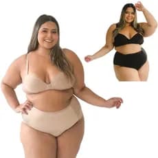 2 Calcinha Plus Size Cinta Modeladora Cintura Alta