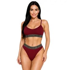 Kit 5 Conjunto Feminino Calcinha Fio Dental +Top Sem Bojo Em Microfibra