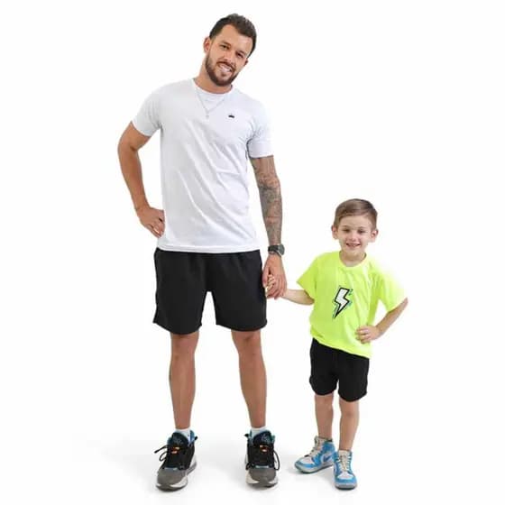 Kit Familia Pai E Filho Combinando Moda Praia Bermuda Linho Conjunto 2 Peças Social Envio Imediato