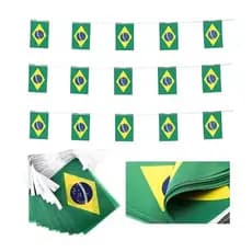 Cordão De Bandeiras Do Brasil Em Tecido Para Decoração Copa Do Mundo
