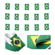 Cordão Varal De Bandeiras Do Brasil Em Tecido Copa Do Mundo
