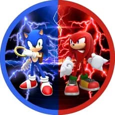 Painel Festa Sonic Redondo Tecido Sublimado 50x50