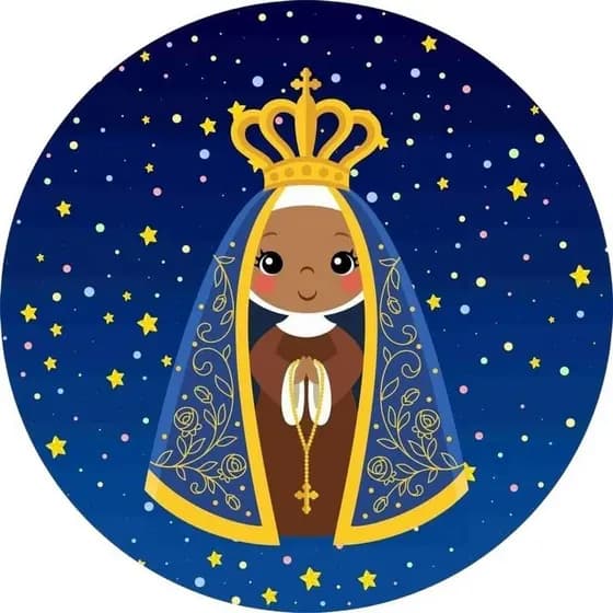Painel Festa Nossa Senhora Aparecida Redondo Tecido Sublimado 50x50