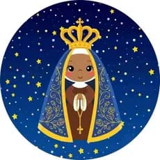 Painel Festa Nossa Senhora Aparecida Redondo Tecido Sublimado 50x50