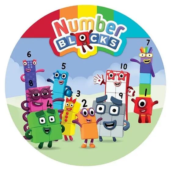 Painel Festa Desenho Number Blocks Infantil Redondo Tecido Sublimado 50x50