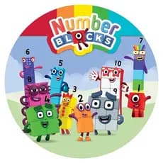 Painel Festa Desenho Number Blocks Infantil Redondo Tecido Sublimado 50x50