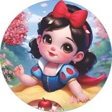 Capa de Painel Redondo Branca de Neve Sete Anões Princesas Baby