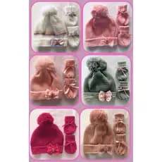 Kit Tricô Bebê RN - Touca, Luvas / Enxoval, Maternidade, Inverno, Saída Maternidade