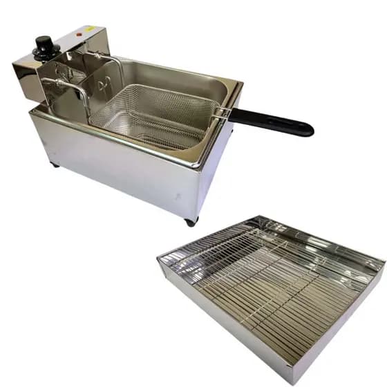 Kit Fritadeira Elétrica 7L 220V Inox + Escorredor de Óleo