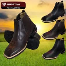 Bota Country Feminina e Masculina Botina Texana Bico Quadrado Marrom e Preta