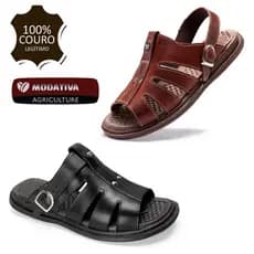 Sandália Chinelo Franciscana Anti Stress Masculino Couro Legítimo
